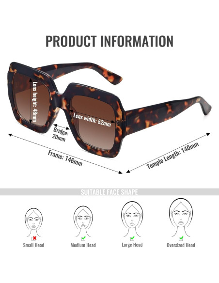 Gafas de sol cuadradas STORYCOAST UV400 para mujer