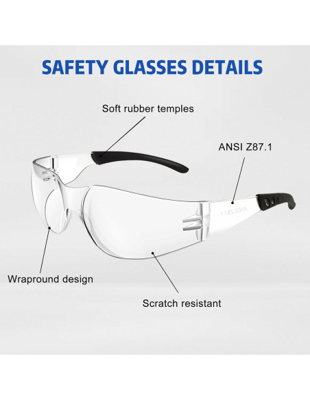 Gafas de Seguridad ANSI Z87.1 Resistentes a Rayones - Paquete de 10