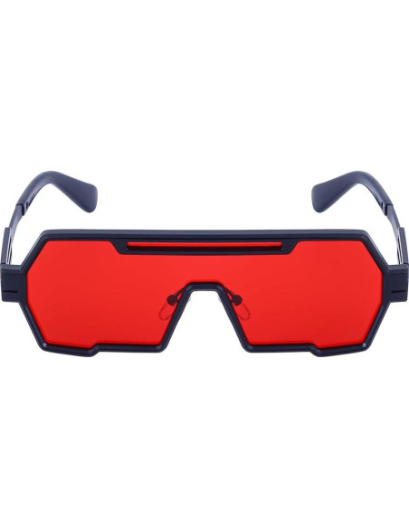 Gafas de sol retro steampunk Junsika para hombres, metal rojo