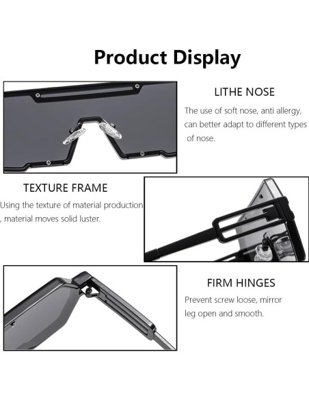 Gafas de sol retro steampunk Junsika para hombres, metal rojo