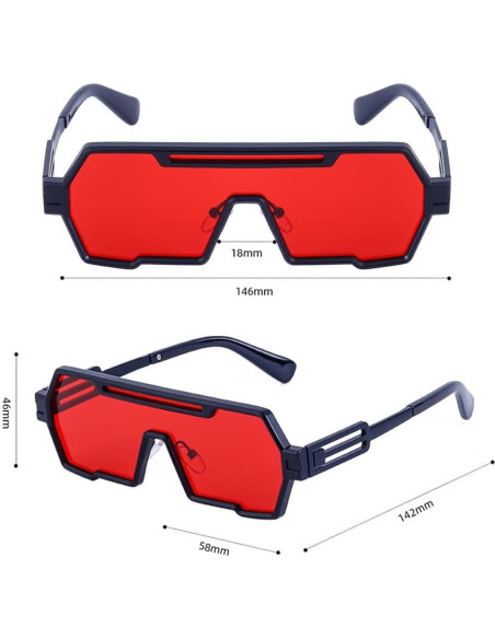 Gafas de sol retro steampunk Junsika para hombres, metal rojo