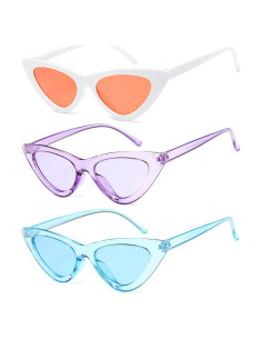 Paquete de 8 Gafas de Sol Retro Ojo de Gato Neón para Mujeres