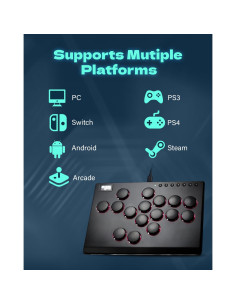 Controlador Arcade JZW-Shop M16 Metal RGB Turbo PS4 PC 2