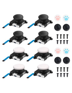 Reemplazo Joystick Joycon JAOYSTII 8 Piezas Negro y Blanco