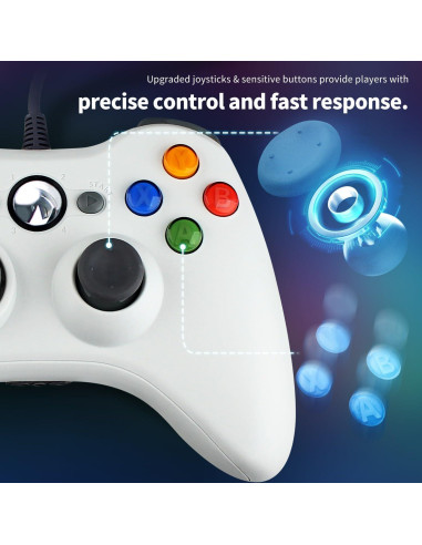 Controlador USB OSTENT Gamepad Xbox 360 PC Blanco
