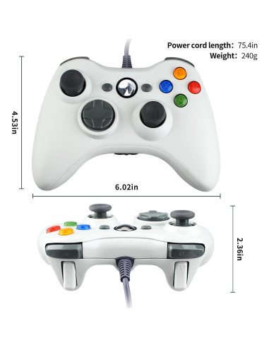 Controlador USB OSTENT Gamepad Xbox 360 PC Blanco