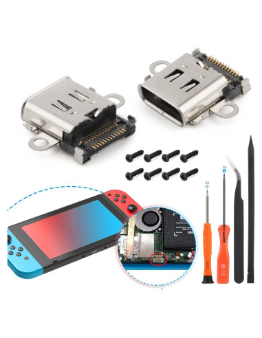 Reemplazo Puerto Carga Nintendo Switch + Tornillos y Herramientas