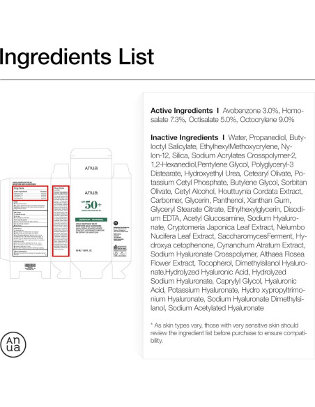 Protector Solar Anua Heartleaf SPF 50+ 50ml Hidratante