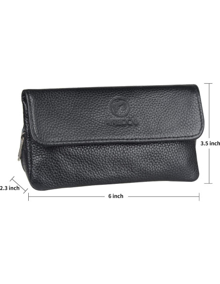 Bolsa de Pipa de Cuero FIREDOG para 2 Pipás - Negro