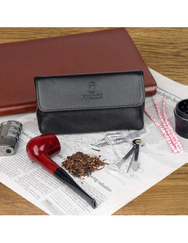 Bolsa de Pipa de Cuero FIREDOG para 2 Pipás - Negro