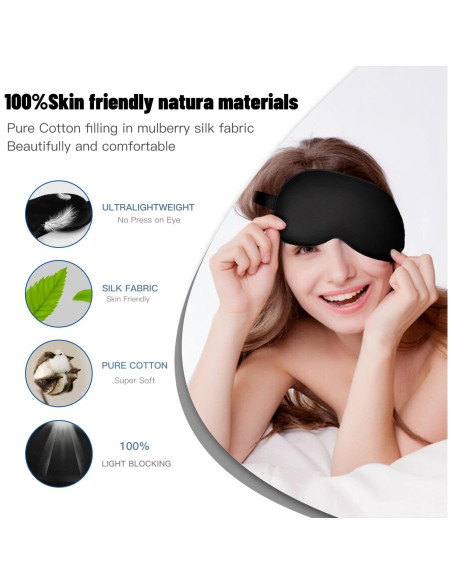 Máscara de dormir Mayxunbeauty de seda negra ajustable