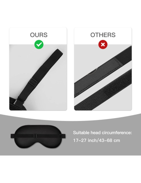 Máscara de dormir Mayxunbeauty de seda negra ajustable