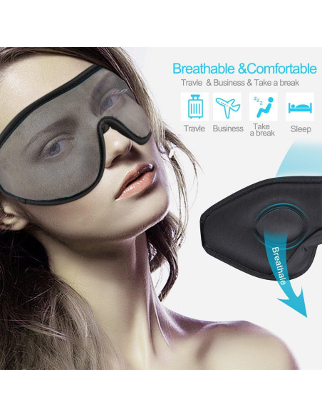Máscara de Sueño LYOOLY 2 Piezas Ajustable 3D Gris
