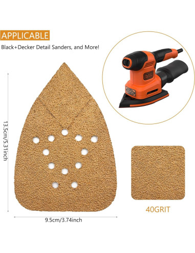 50 Almohadillas de Lija 40 Granos Black and Decker 95x135mm