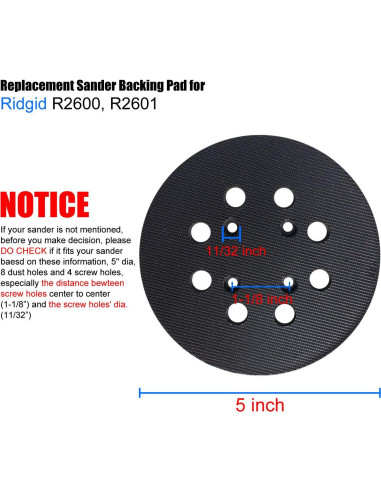 Pad de Lijado 12.7 cm Ridgid R2600 R2601 Respaldo Duro