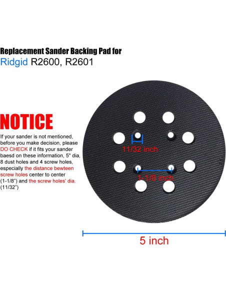 Pad de Lijado 12.7 cm Ridgid R2600 R2601 Respaldo Duro