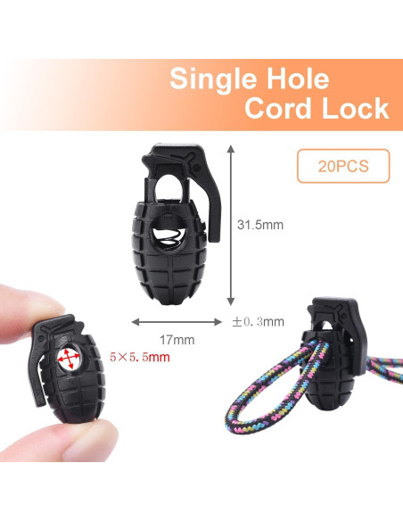 20 Cierres de Cordón Plástico Negro CooBigo 17x31.5mm