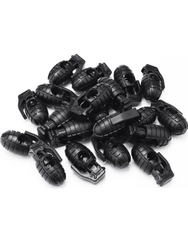 20 Cierres de Cordón Plástico Negro CooBigo 17x31.5mm