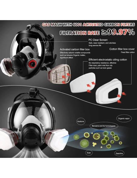 Máscara de Gas Reutilizable - Respirador Completo con Filtro Máscara de Gas Reutilizable - Respirador Completo con Filtro