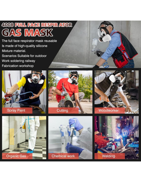 Máscara de Gas Reutilizable - Respirador Completo con Filtro Máscara de Gas Reutilizable - Respirador Completo con Filtro