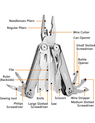 Alicate Multiusos JSWS 16-en-1 Acero Inoxidable Camping