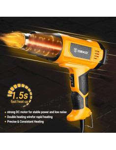 Pistola de Calor DEKOPRO 1500W con 4 Boquillas y Control T 2