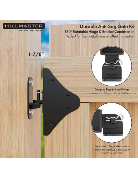 Kit de Soporte de Puerta HILLMASTER 90 Grados Acero Negro