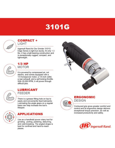 Ingersoll Rand 3101G Molino de Aire 1/4" 20,000 RPM Ligero