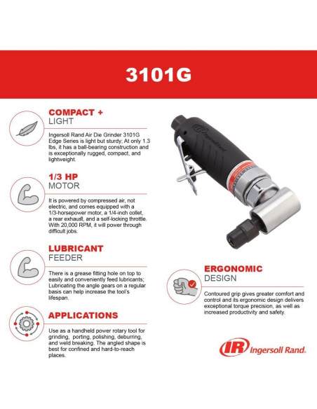Ingersoll Rand 3101G Molino de Aire 1/4" 20,000 RPM Ligero