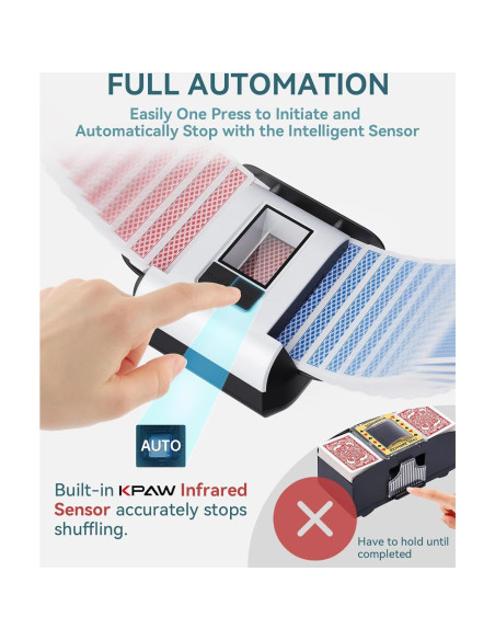 Barajador Automático KPAW X1 Recargable Bajo Ruido para 1-2 Barajas