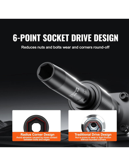 Juego de Enchufes de Impacto VEVOR 65 Piezas SAE y Métrico