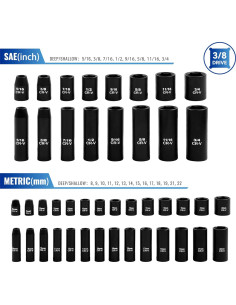 Juego de Llaves de 50 Piezas Reniteco 3/8" Métrico y SAE 2