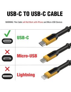 Cable USB C DEWALT 60W 182.88 cm carga rápida tipo C 2