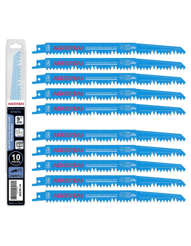 10 Cuchillas de Sierra Recíproca AIKENSAI S1531L para Madera