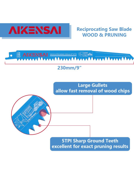 10 Cuchillas de Sierra Recíproca AIKENSAI S1531L para Madera