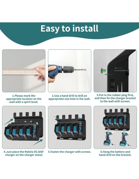 Soporte de Pared Riuog para Baterías Makita y Cargadores Soporte de Pared Riuog para Baterías Makita y Cargadores