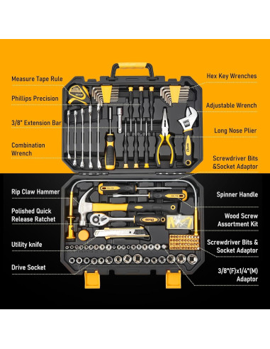 Juego de Herramientas KOOPOOL 159 Piezas para Hogar y Auto