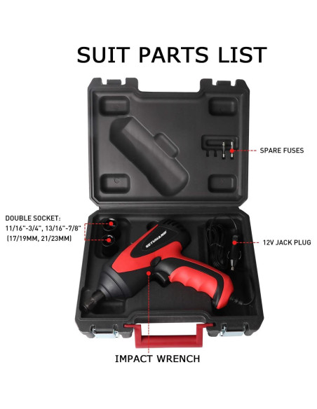 Llave de Impacto Eléctrica GETUHAND 12V 380Nm Portátil