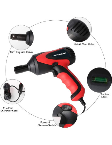 Llave de Impacto Eléctrica GETUHAND 12V 380Nm Portátil