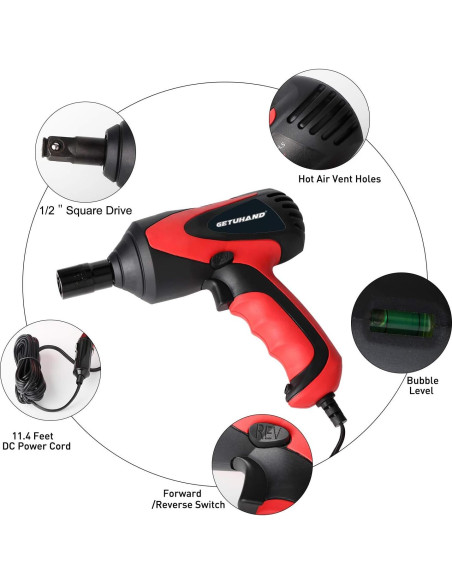 Llave de Impacto Eléctrica GETUHAND 12V 380Nm Portátil