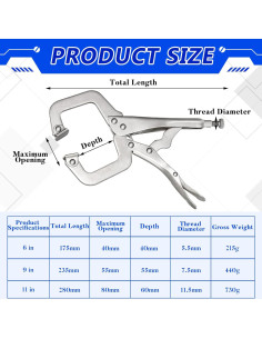 Juego de 4 Pinzas de Cierre en C Minatee Ajustables 2