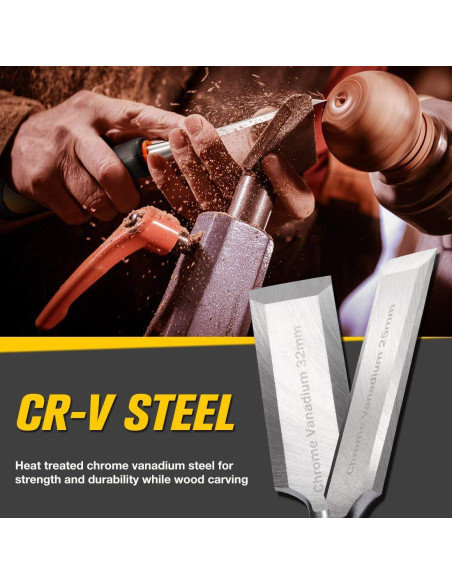 Juego de Cinceles de Madera REXBETI 10 Piezas con Afilador