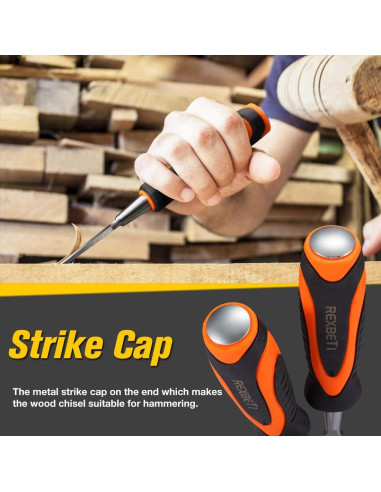 Juego de Cinceles de Madera REXBETI 10 Piezas con Afilador