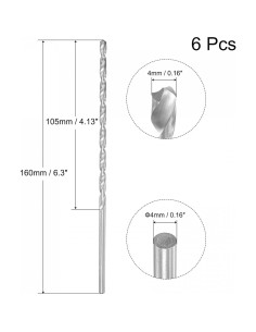 Brocas de Tornillo uxcell HSS 4mm x 160mm 6 Pcs Metal 2