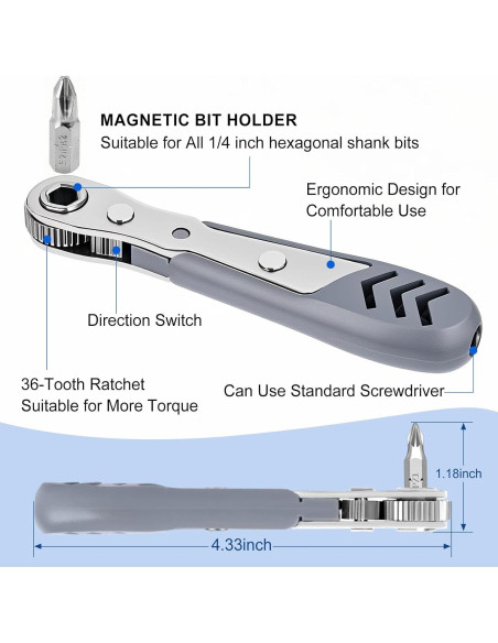 Destornillador de Ángulo Recto TUXIYA 30 en 1 Magnético