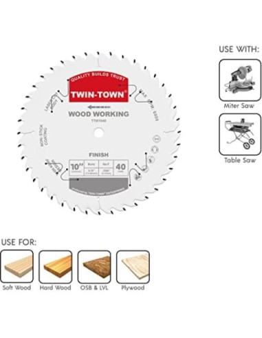 Sierra Circular TWIN-TOWN 25.4cm 40 Dientes Acabado Fino