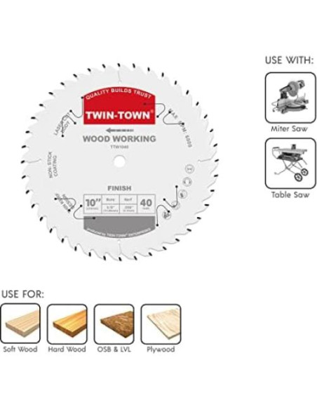 Sierra Circular TWIN-TOWN 25.4cm 40 Dientes Acabado Fino