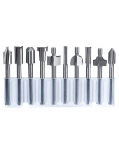 Juego de 10 Bits de Router HSS Wolfride 3mm Titanio
