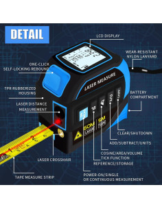 Medidor de Distancia Láser 4 en 1 GladJoJoY 60m y 5m 2