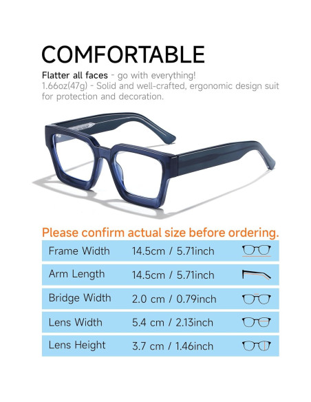 Gafas Anti Luz Azul TR90 Dallas Azul Zafiro para Fatiga Visual